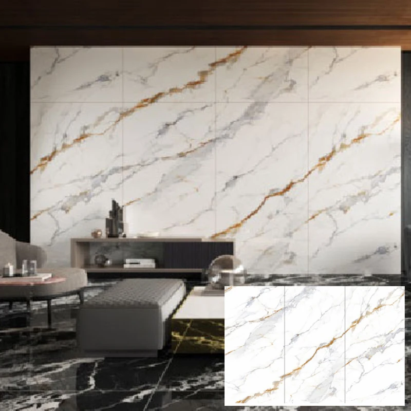 Super White Italian Ceramic Floor Tiles 1200x2400x9 Large Format Sintered Stone High Polished Porcelain Slab Interior Heat