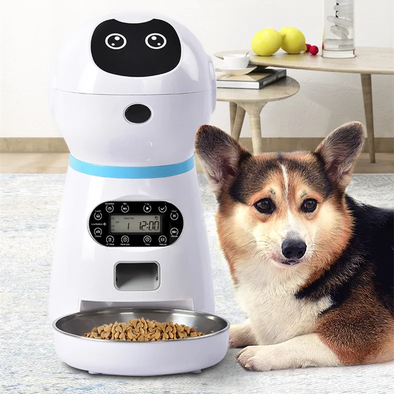Factory Custom 3.5L Automatic Smart Pet Feeder Dual Power Supply 10S Voice Recorder Timed Quantitative Dog Cat Food Feeders