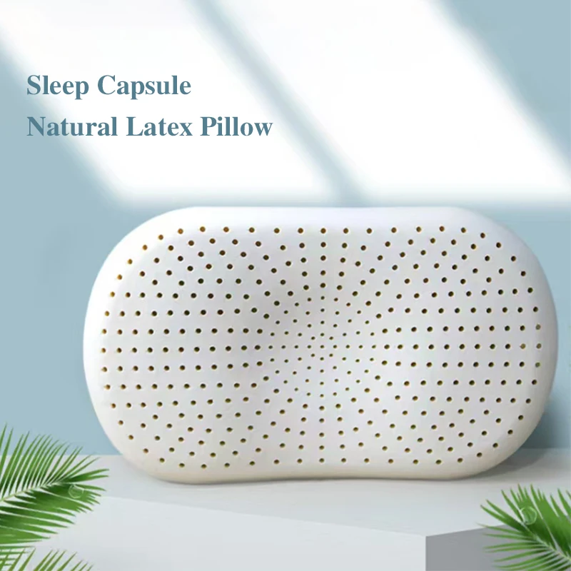 Luxury Natural Latex Pillow Breathable Antibacterial Anti-Mite Neck Rectangle Design