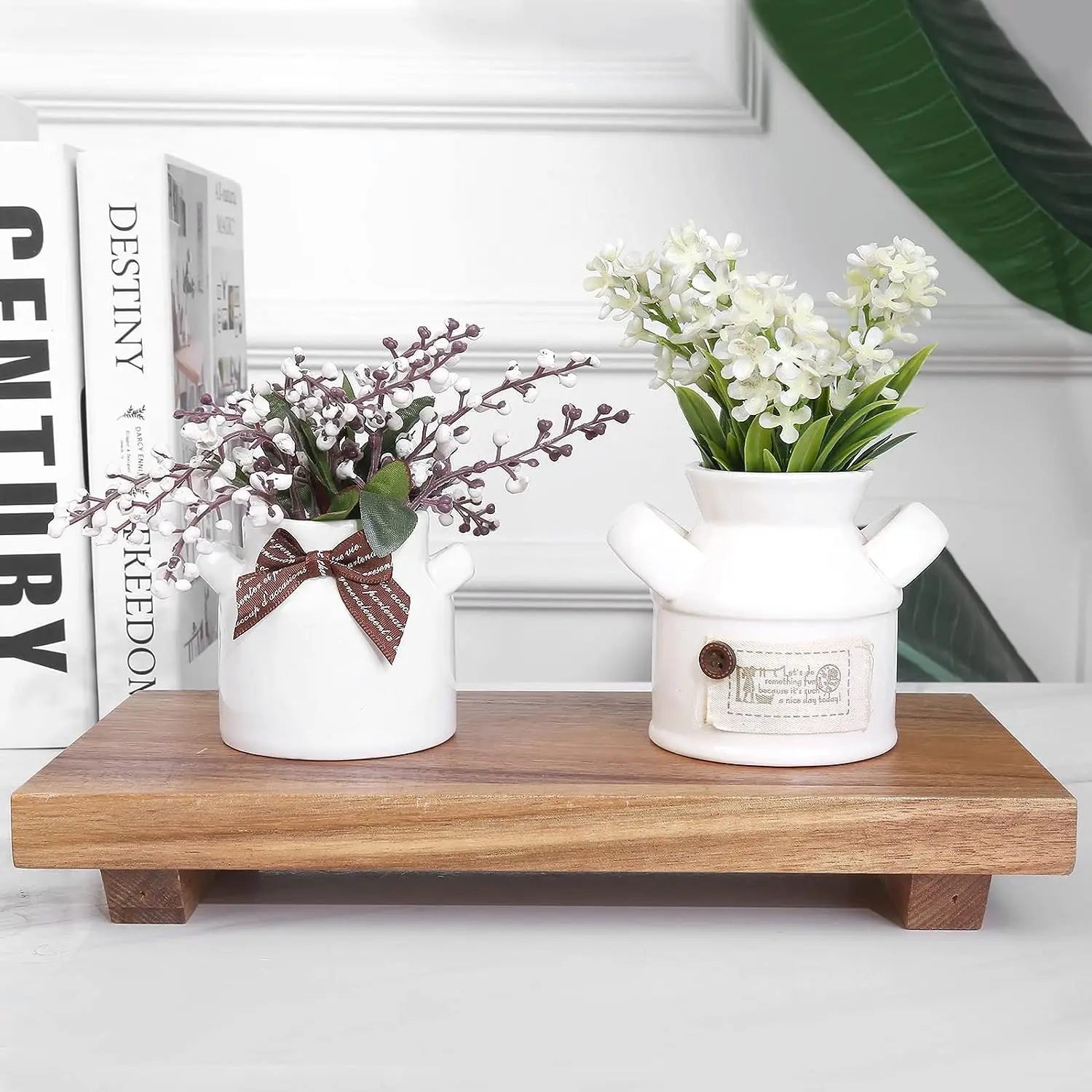 Wooden Pedestal Stand Riser Tray Soap Dish and Plant Holder for Kitchen and Bathroom Sink