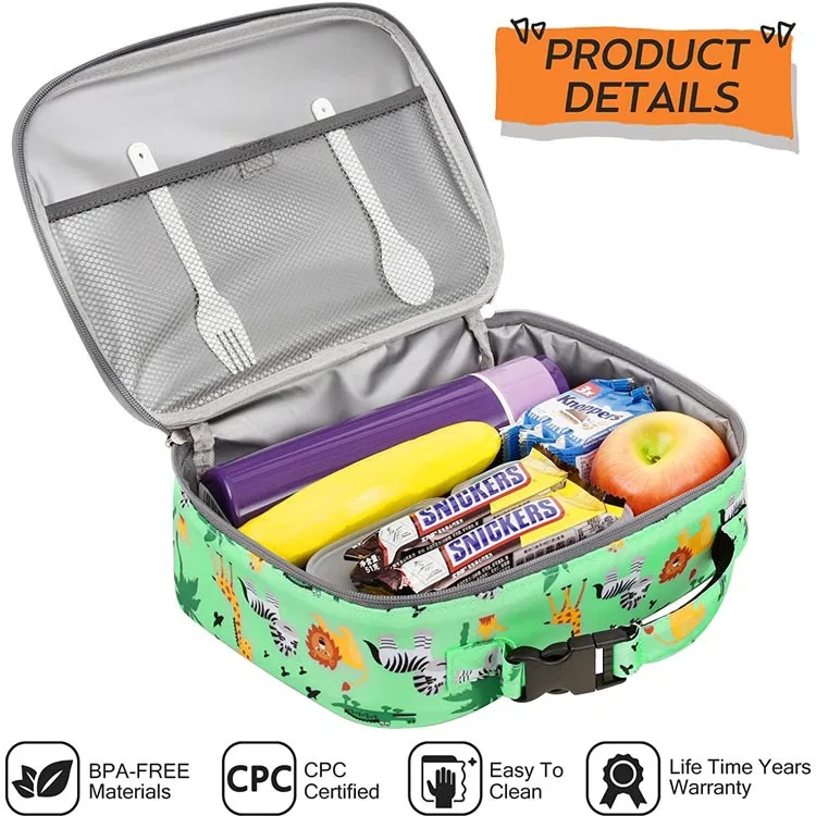 Custom Digital printing cartoon lunch bag school thermal bags for food   school kids girl personalized cooler bag