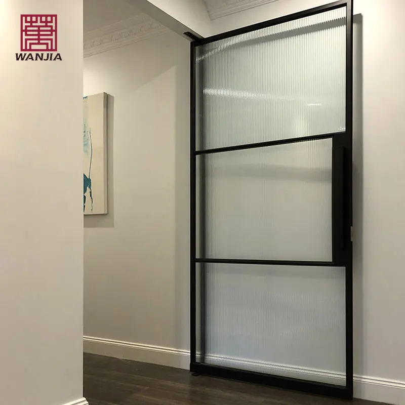 WANJIA Customized Aluminum Alloy Frame Pivot Door Luxury Design Entrance Glass Exterior Door