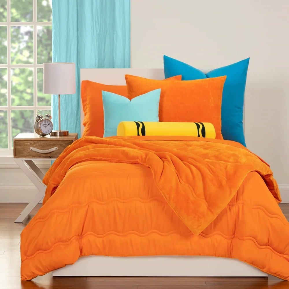 Wholesale Luxury Hotel Home orange plush bedding sale solid king size comforter