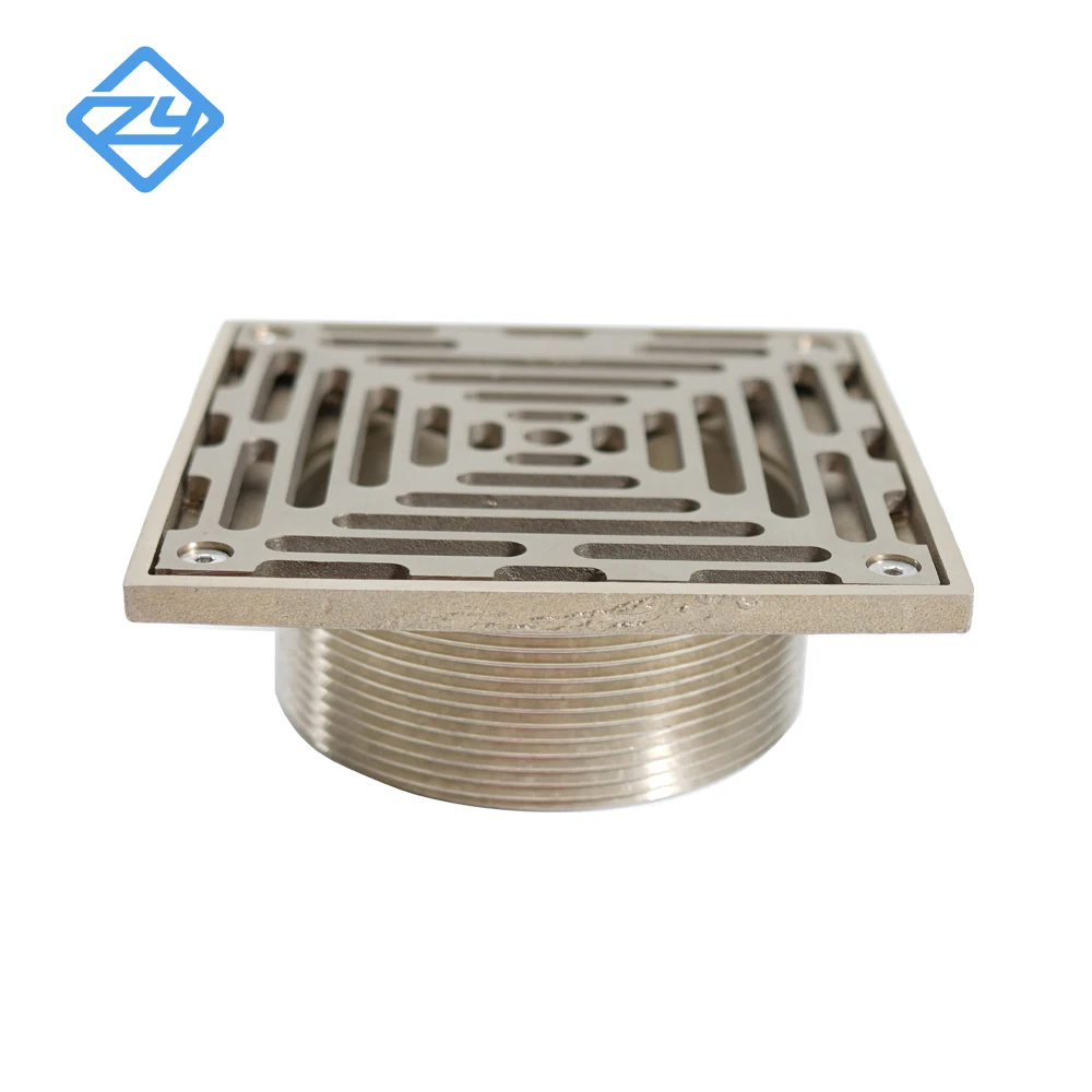 Ni-Bronze Polished Square Shower Floor Drain Grate Strainer