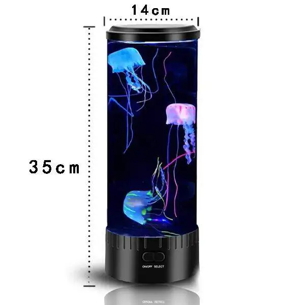 Clear Acrylic Round LED Fantasy Jellyfish Light 7 color Jelly Fish Tank Aquarium Table Lamp with Remote Control for Home Office