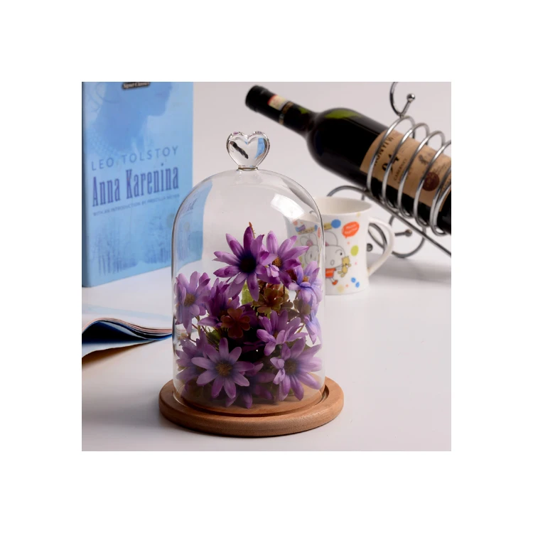 Factory directly supply good price everlasting natural flowers eternal rose flower glass cover