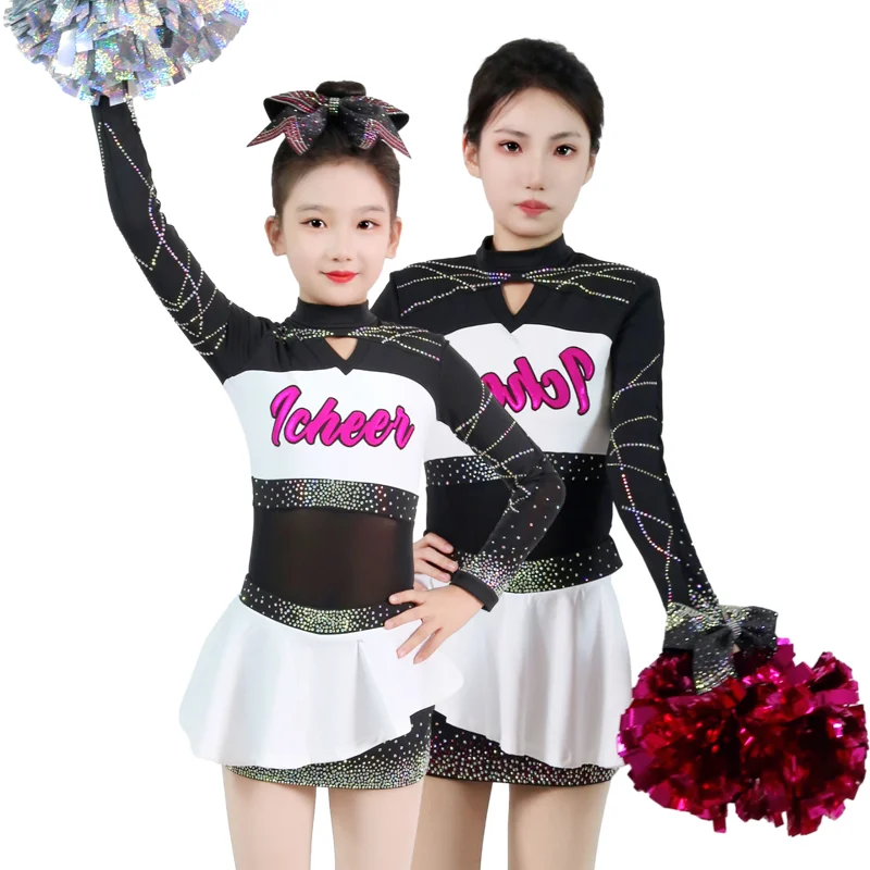 Custom Youth Black Cheer Uniforms Custom Purple Allstar Cheer Uniform Set Wholesale Cheerleading Uniforms