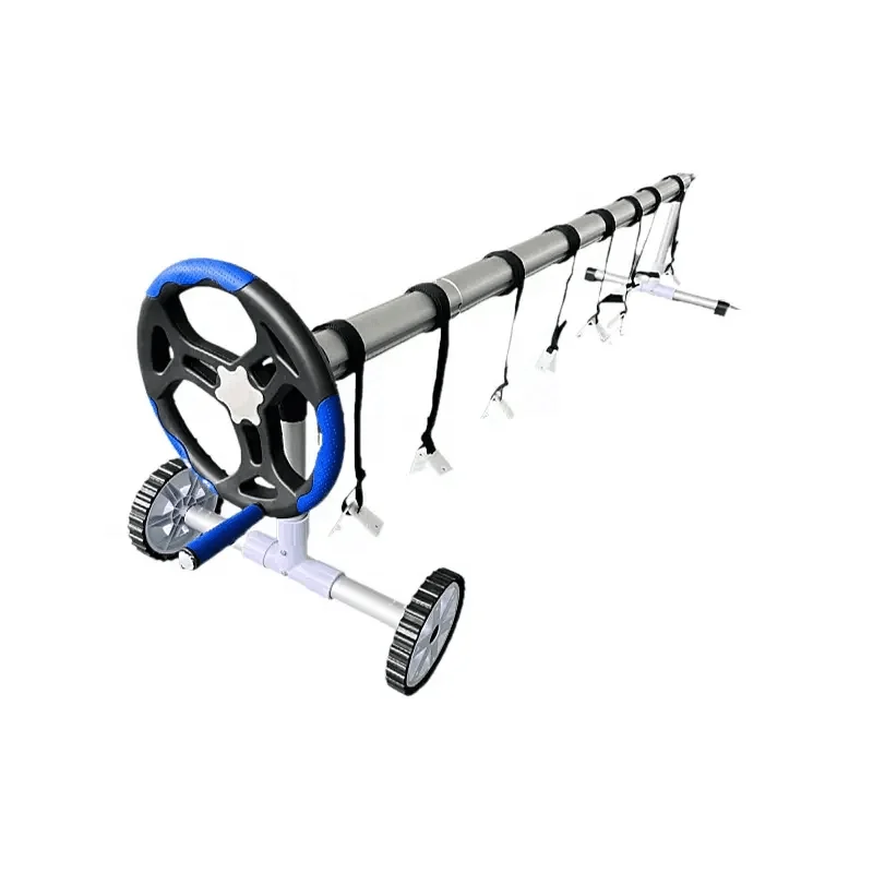 Popular Style Swimming Pool Cover Reel with Aluminium Stands for In-ground Swimming Pool