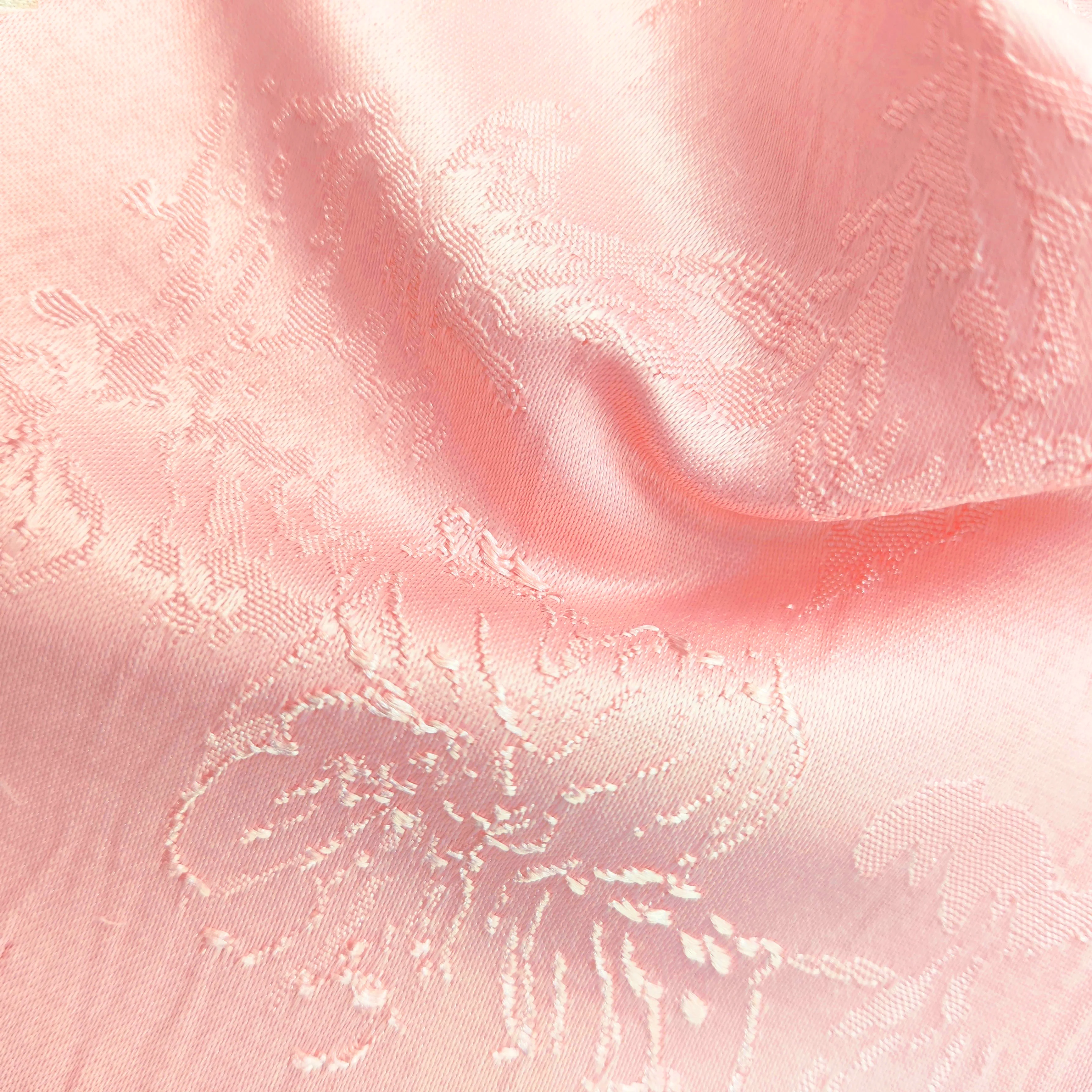 Breathable Chinese Rose 98%Terylene 2%Spandex Jacquard Rayon Fabric for Women Fashion Clothing