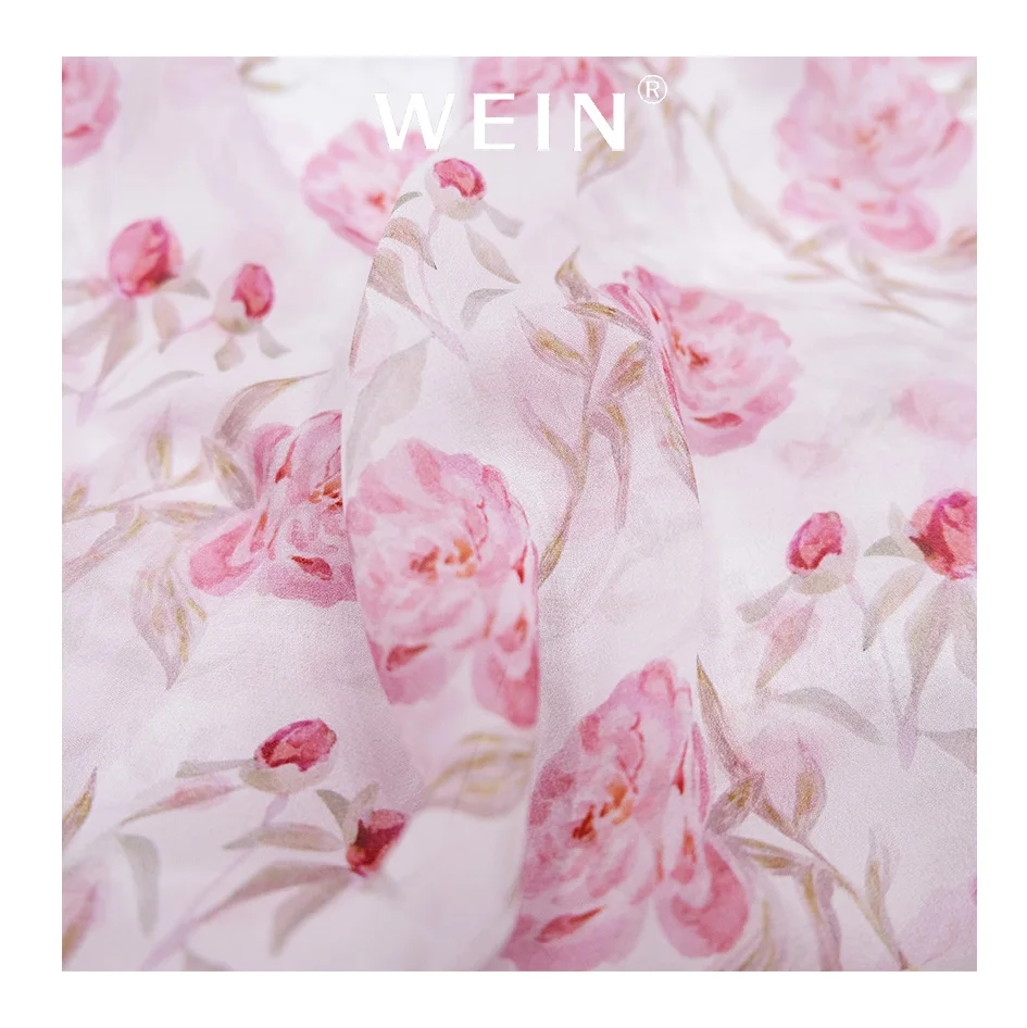 V11 Eco Viscose georgette chiffon digital printed fabric rose woven 2024 new spring and summer for fashion dress