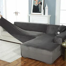 Living Room Sofa Stretchable Velvet Emerald Green Slip Covers for Sectional Sofa