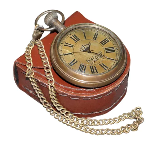 Top Quality Vintage Brass Pocket Watch With Leather Box Antique Finished at Cheap Price