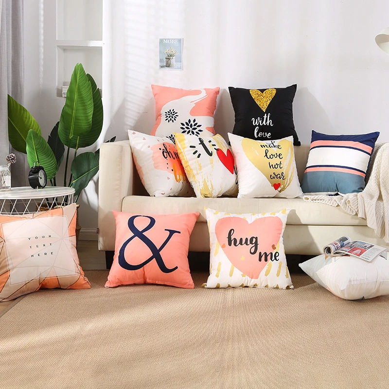 Ready to ship  Double-sided carton printed decorative office home sofa seat cushion cover