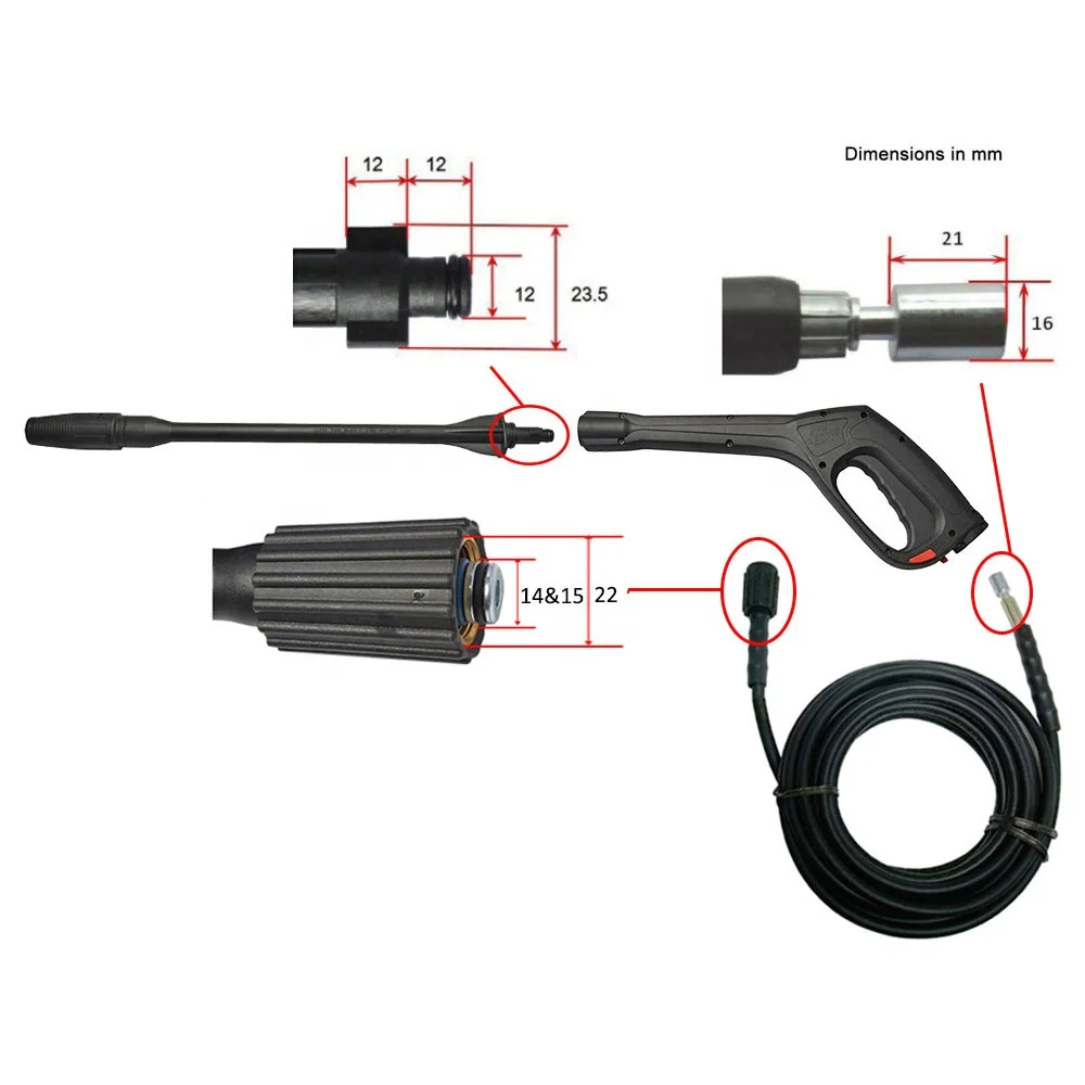 High Pressure Washer Spray Gun & Hose Set Jet Washer Gun Wand Lance Nozzle Hose Kit for for Portland  Pressure Washers