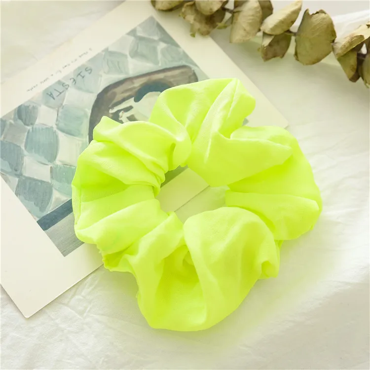 Hot sale chiffon scrunchies fluorescent color scrunchies hair ties holder for women accessories