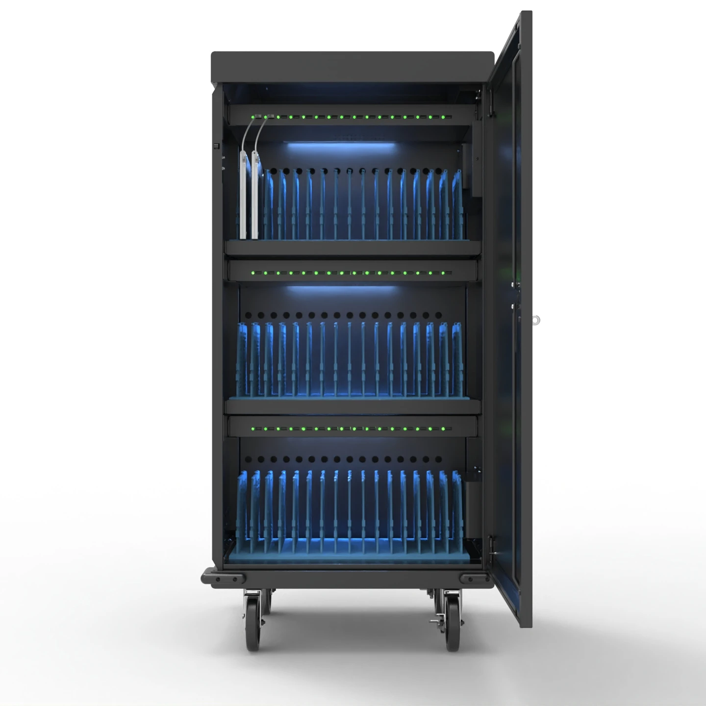 Многофункциональная зарядная тележка на 48 портов с рамкой из алюминиевого сплава, зарядный шкаф для школы