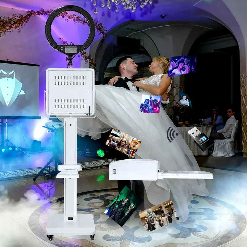 Easy Set Up Split Led Light Stand Photobooth Shell Wedding Party Selfie 15.6 Inch Touch Screen DSLR Photo Booth