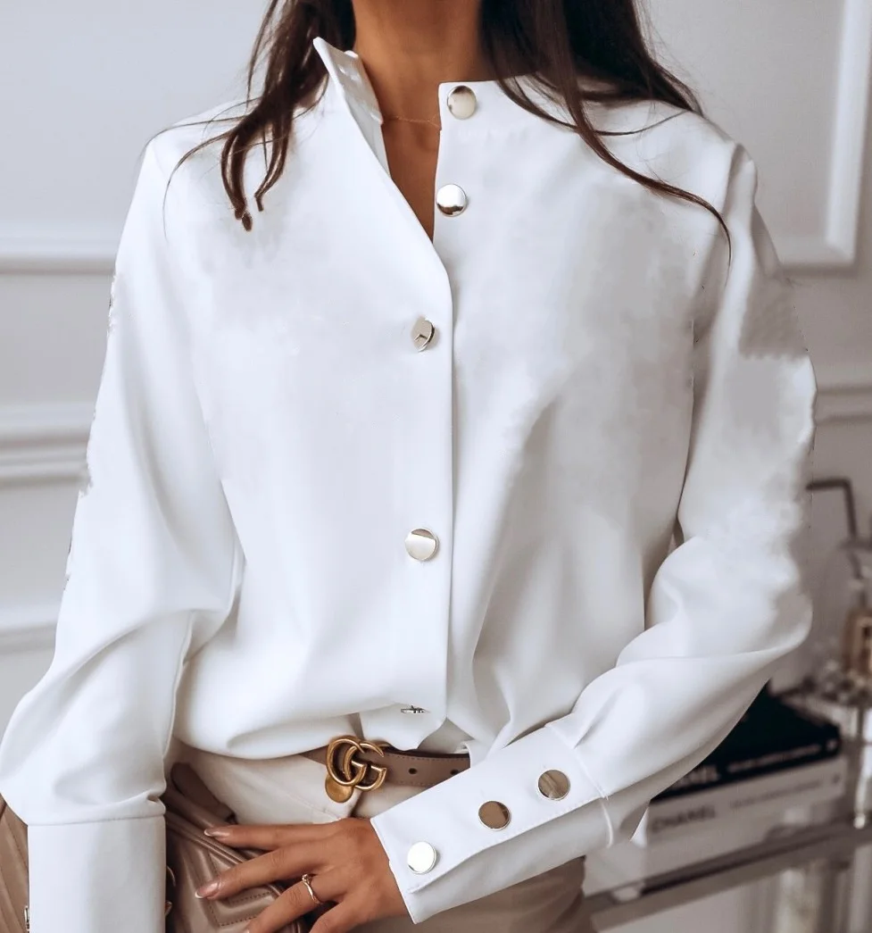 2021 Chemisier Chiffon Long Sleeve Elegant Office Shirts Blusa Women Shirts Blouses And Tops