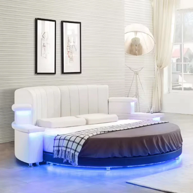 Luxury bedroom furniture sets smart bed with massage function Hot sale fashion modern multi function Hotel sex round beds