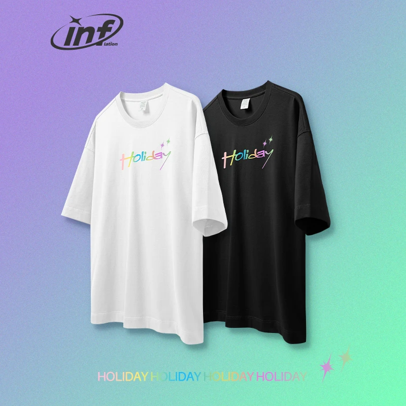 INFLATION Gradient Printed T shirt Men custom tshirt hang tag logo transfer printing t shirt for men