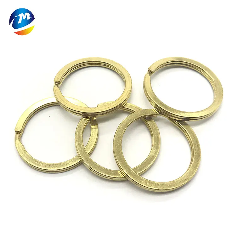 custom 30cm gold metal round edged key ring flat key-ring brass copper keyring