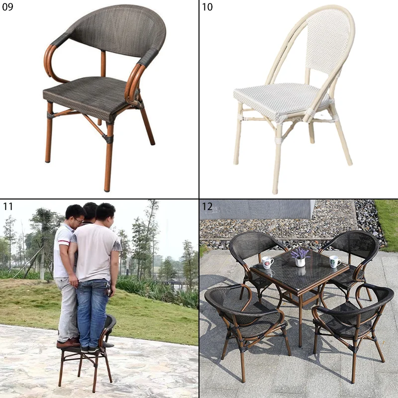 Backyard small rattan dining colorful patio pe rattan garden wicker chair woven mesh rope for outdoor furniture chair black lock
