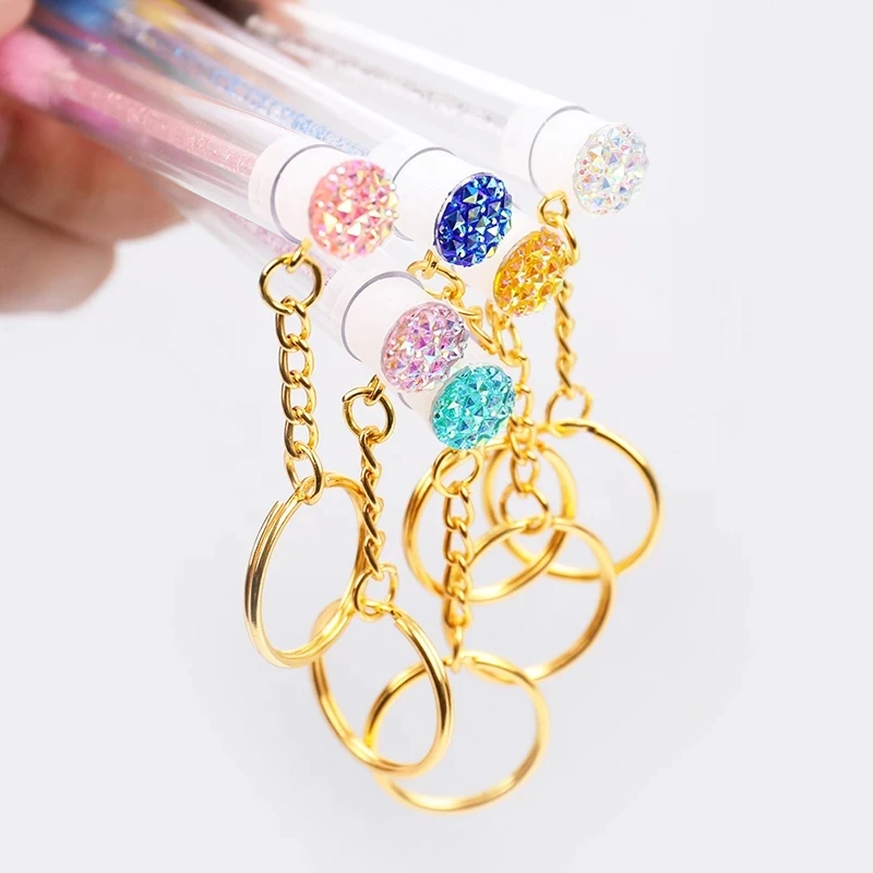 Disposable Glitter Eyelash Brush With Tube Eyebrow Mascara Wand Applicator For Eyelash Extension Makeup keychain brush