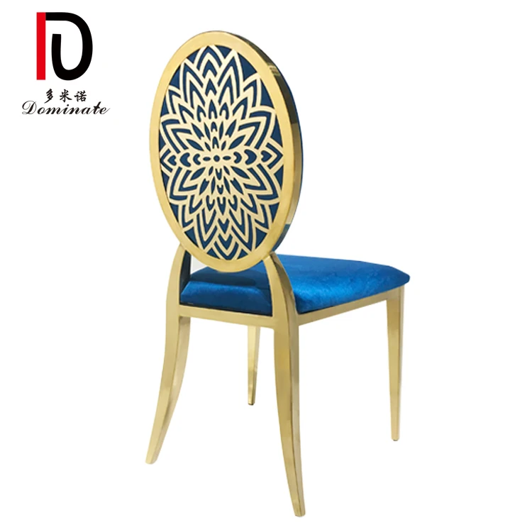 WC01 Dominate luxury stainless steel banquet throne wedding event golden dining chair with cushions