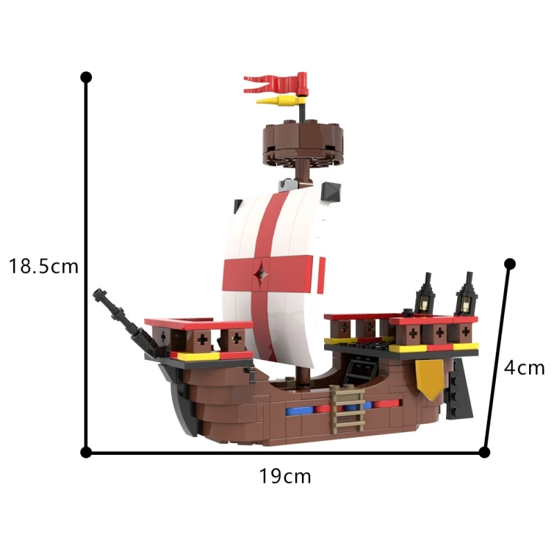 Goldmoc Small Ship MOC-185431 Medieval Cog Ship Model Building Blocks Boat Sailboat Bricks Education Toy