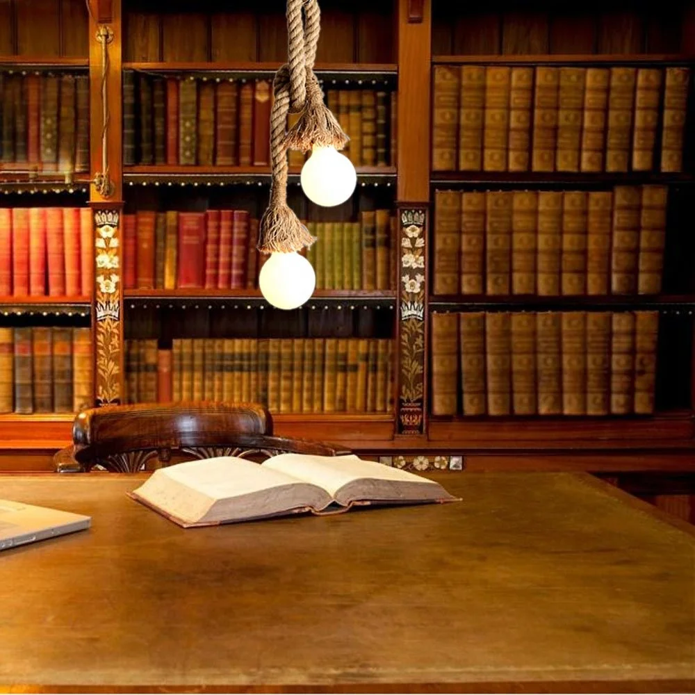 Unique Design Hemp Rope Rustic Pendant Lamp Fixture E27 Socket Ceiling Light Pendant for Bar Hotel Study room Lighting