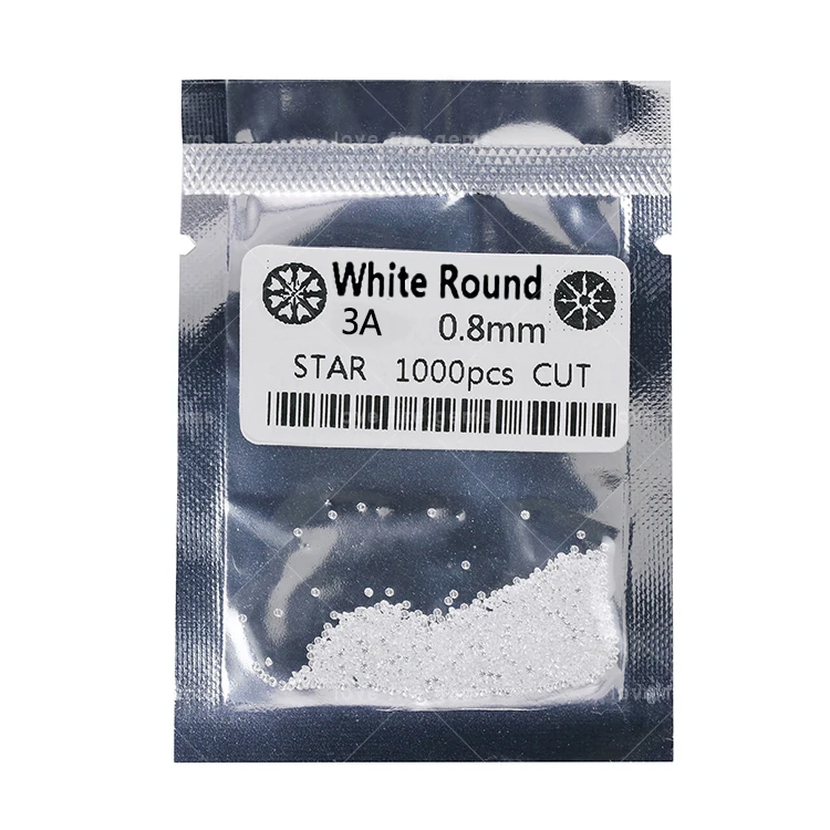 all size China wholesale 3A grade 1000pcs/pack 0.8mm-3.0mm cz stones loose cz round star cut white color cubic zirconia