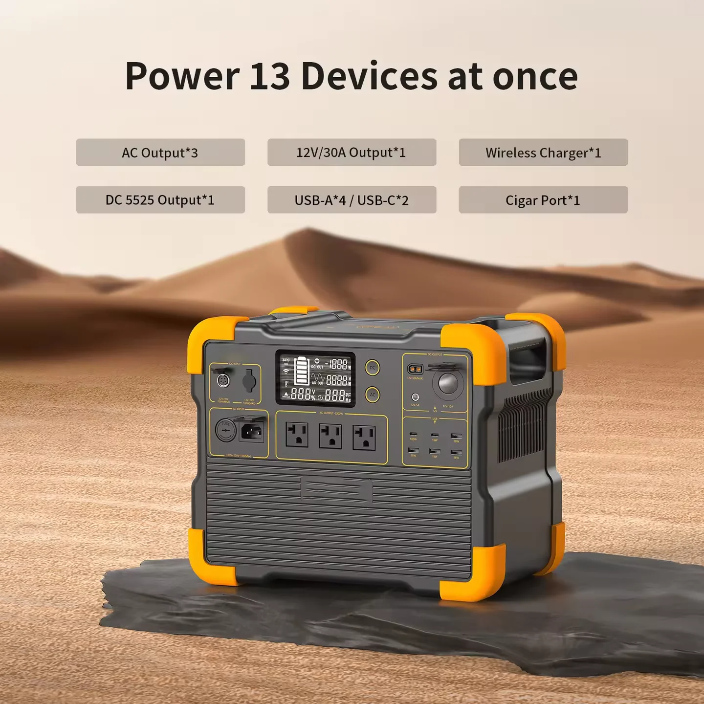 Power Station 2000 Watts with Extended Battery 4.6Kwh 7.6Kwh Camping LifePo4 Battery Suitable for Outdoor RV Camping