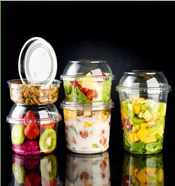 High Quality Custom Printing Plastic Jelly Desserts Cup Round Ice Cream Dessert Takeaway Bio Disposable Plastic Cup Bowl