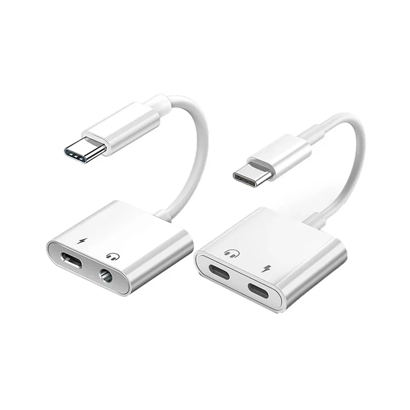 2-в-1 аудио адаптер USB C на 3 5 мм разъем Type-C зарядка Aux кабель для телефона 16