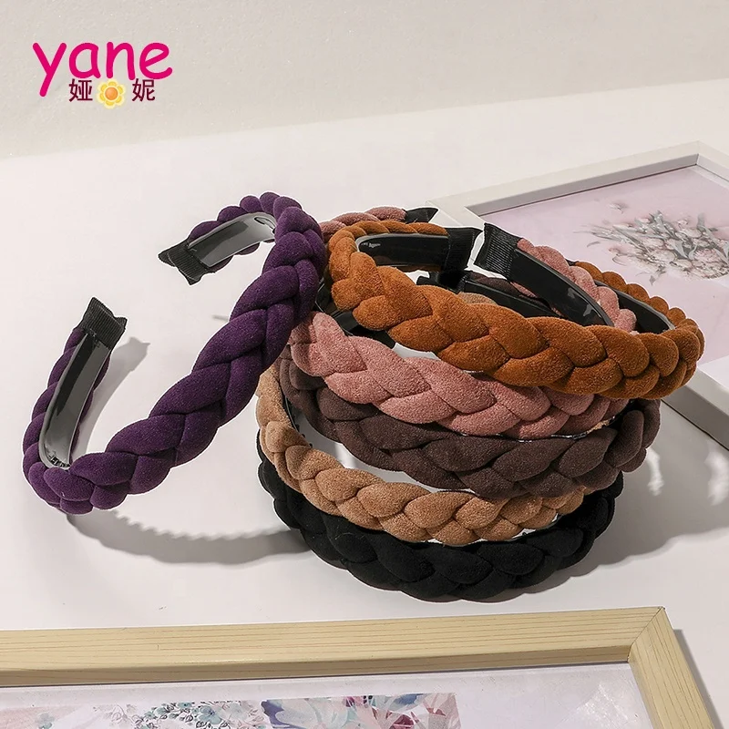 Korea Pure color Braided Hair Band with Teeth headband women accessory