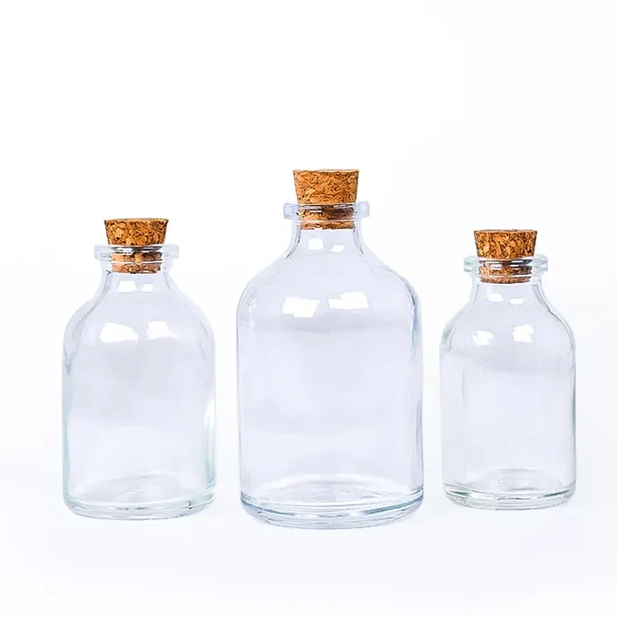 30ml 50ml Clear Drifting Wishing Message glass bottle with cork stopper