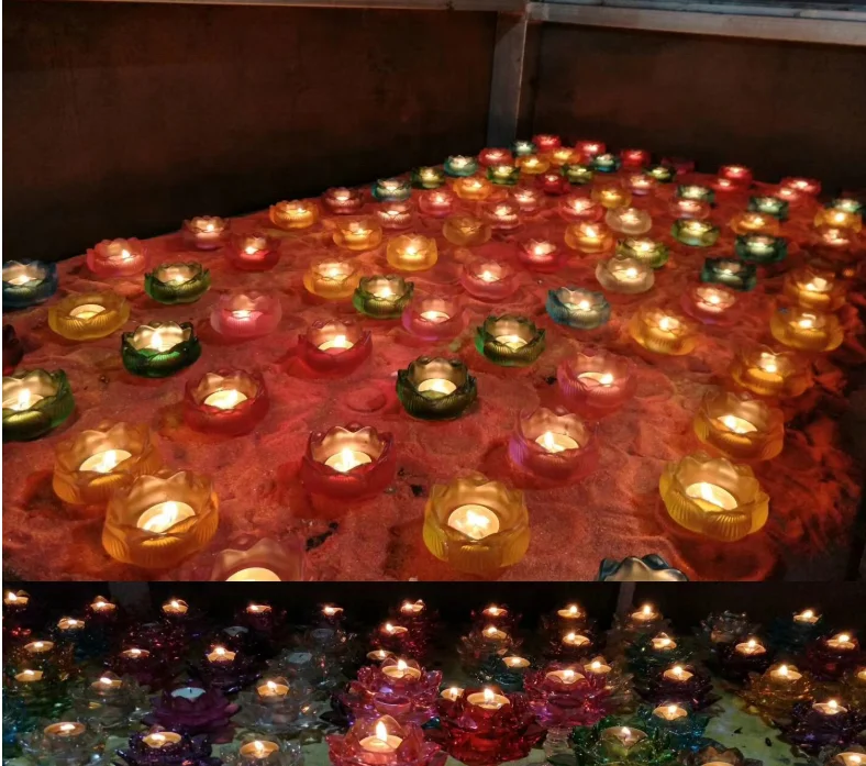 Buddha Tealight Candle Holder 7 Colours Oil Lamp Lotus Holder Sacrificial lamp Worship Light Prayer Lamp