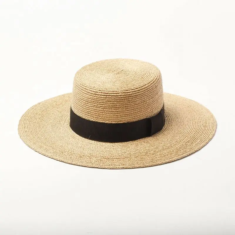 Luxury Tropic Dress Raffia Straw Braid Boater Hat