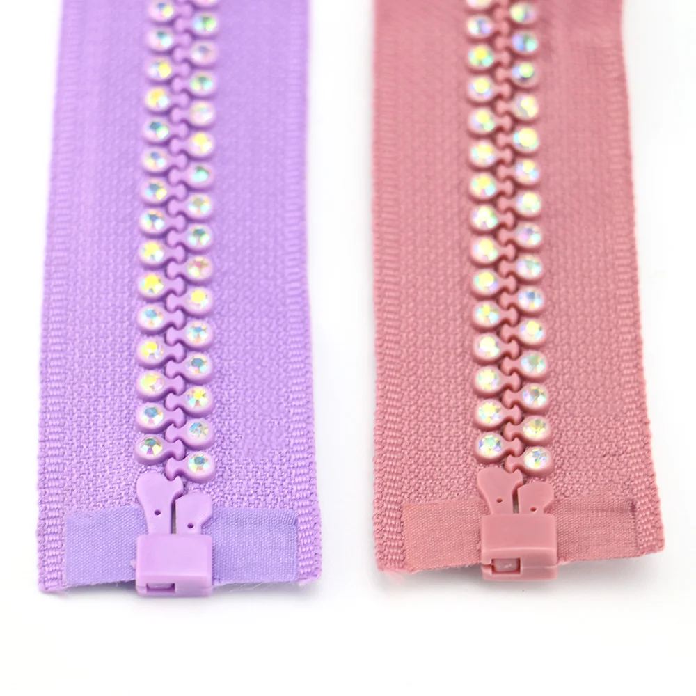 Factory Custom Fashion Rhinestone Zipper Open End Diamond Zipper for Clothing