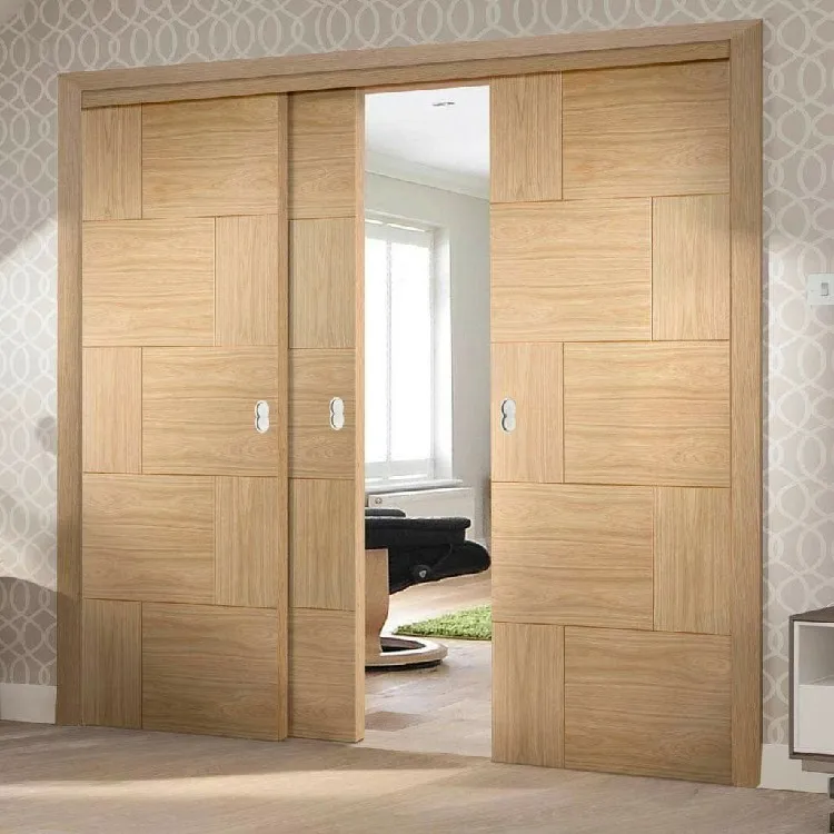 Modern balcony wooden doors design custom house hotel villa indoor rom partition sliding solid wood door with accessories