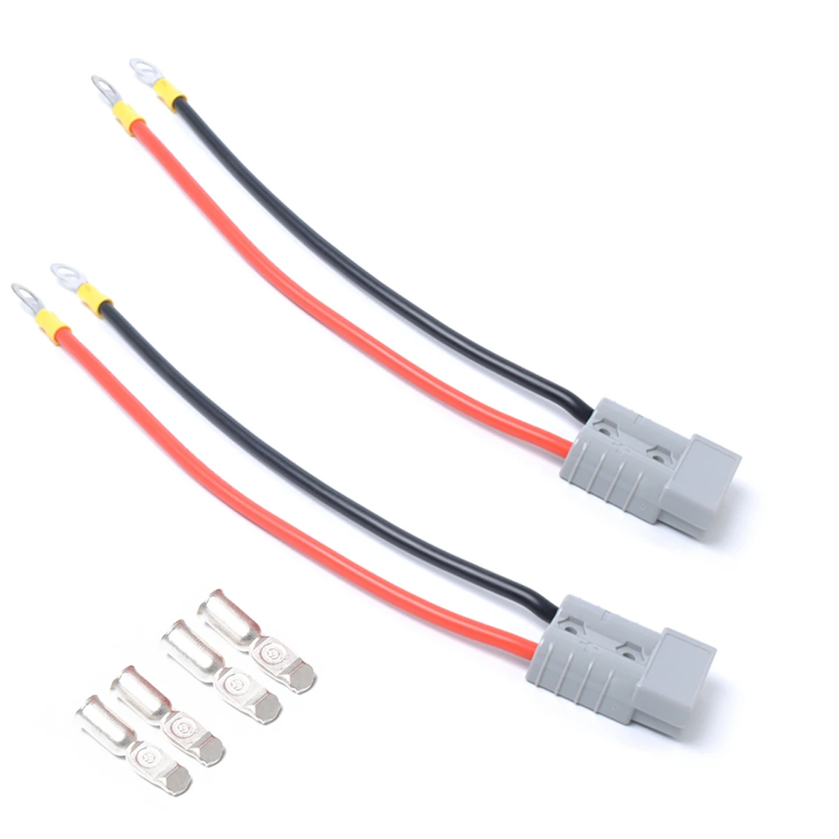 BAJUTU: 2-4 Gauge 50A Battery Quick Connector Kit,Battery Connect/Disconnect Plug for Winch Trailer Grey with Waterproof Cap