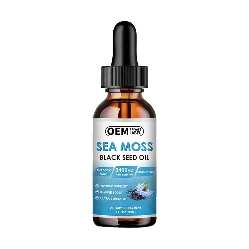OEM Private Label Sea Moss Liquid Drops Black Seed Oil for Detox & Cleanse Healthcare Supplement for Immune Support & Gut Health