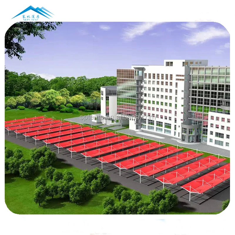 Customized size  metal frame PVDF strong and sturdy canopy carport garages canopies parking garage car system