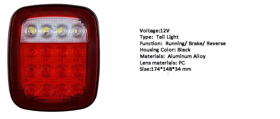 HST-20419 16 LED Tail Lights Fit For Truck Tractor Trailer 24V Rear Lamp Universal  12V Indicator Lights