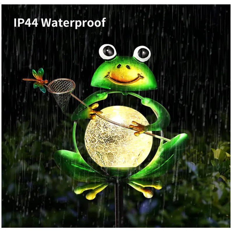 Hot Sale Frog Sculpture with Solar Light System for Garden Decoration