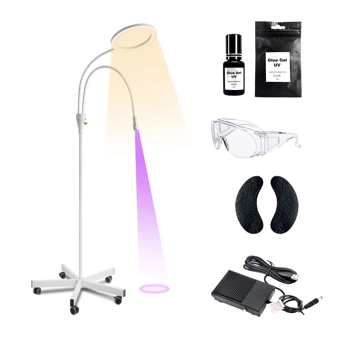 2in1 UV Cured System LED Light 10W for Nail Hair Eyelash Extension Gel Glue 0.5s Fast Dryer UV Lash Lamp