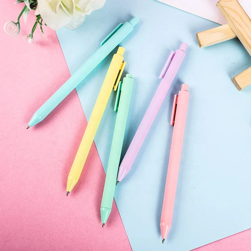 Hot Selling Advertising School Gift Ball Pen Custom Logo Click Pen Macaron Multi-color Plastic Ballpoint Pen