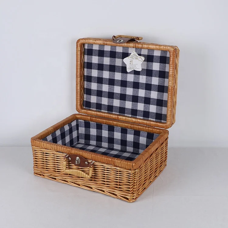 Wholesale Christmas gift baskets empty hamper boxes gift picnic basket with liner