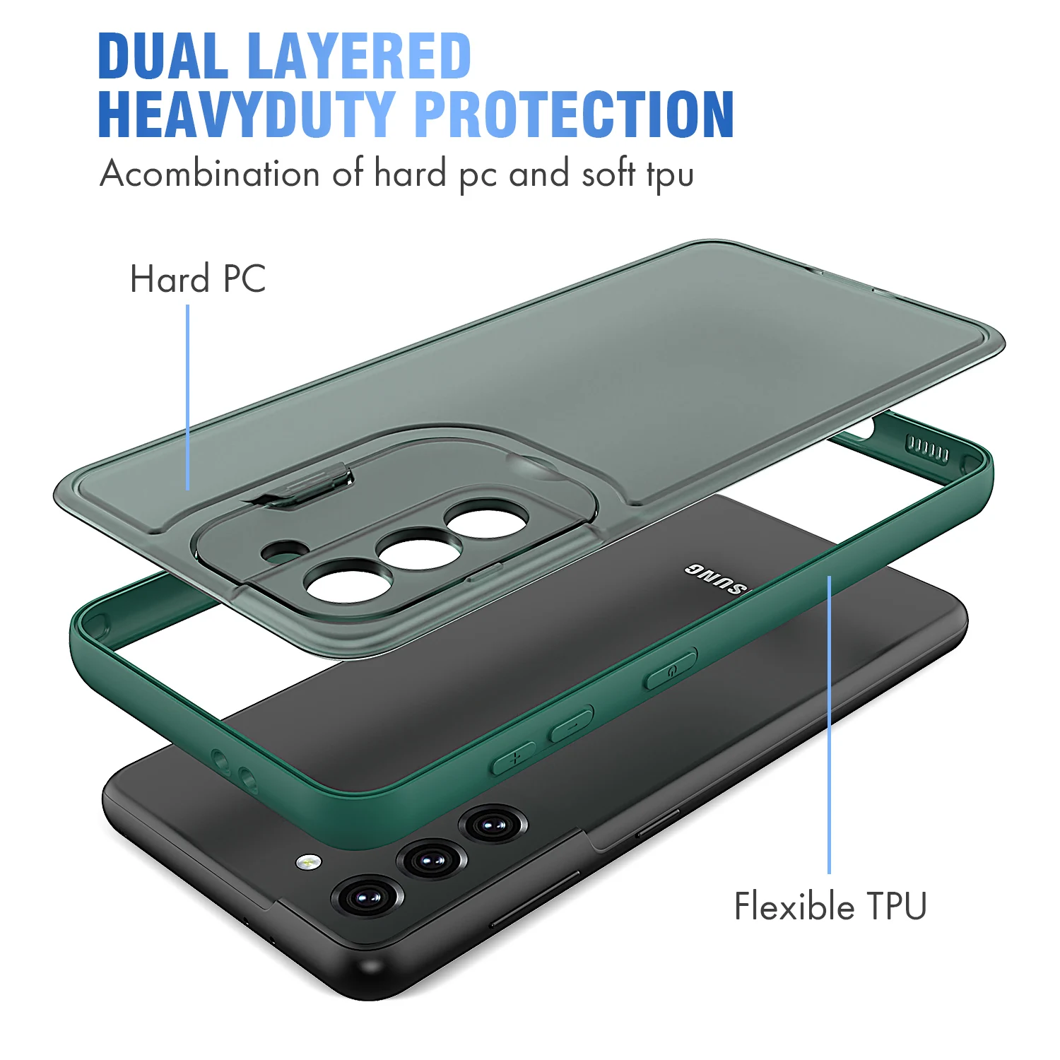 Fashion folding brackect kickstand camera protection mobile cover transparent 2 in 1 phone case for samsung galaxy s21