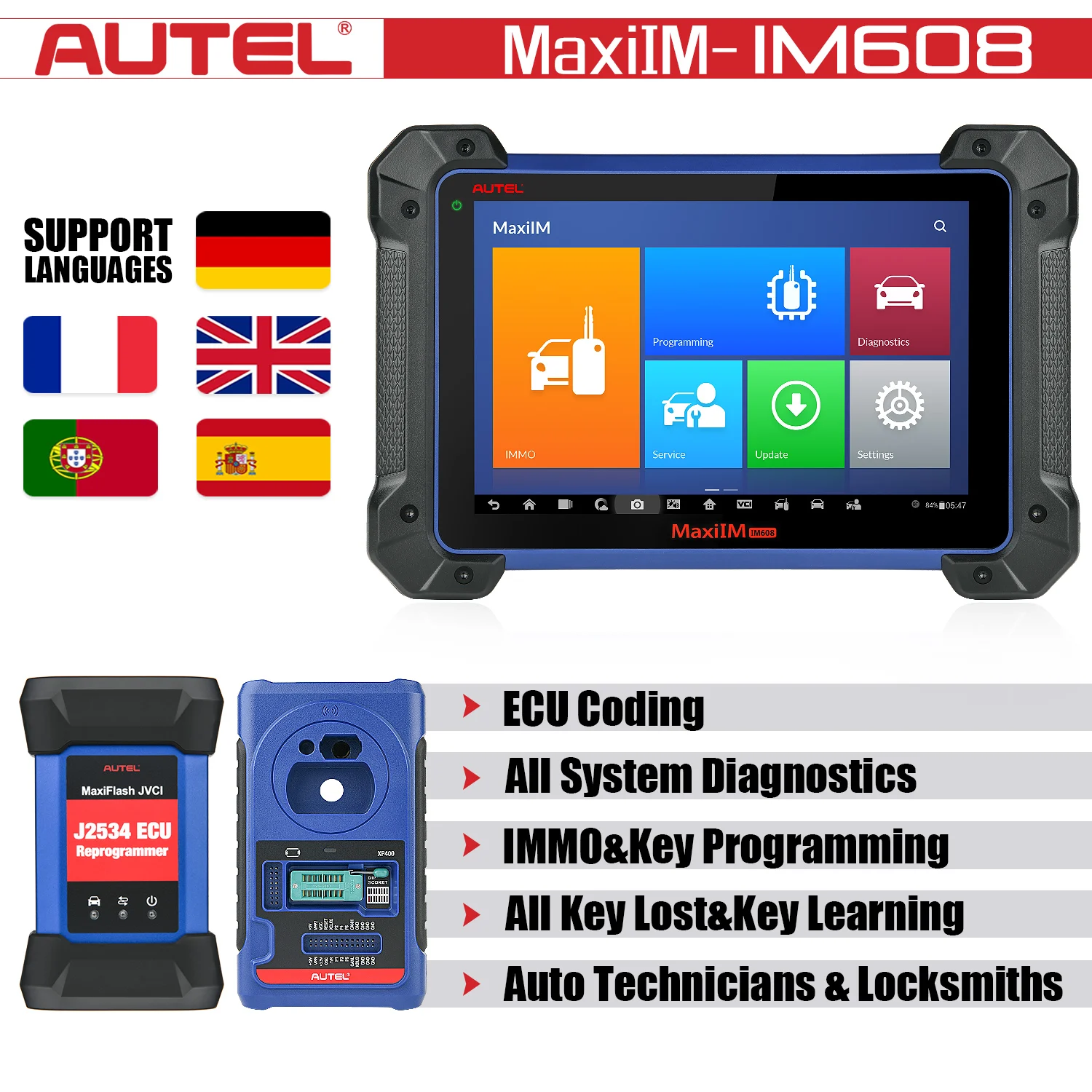 Лучший autel im608 xp400pro умный инструмент obd2 иммобилайзер программатор для создания ключей программное обеспечение